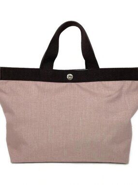 Herve Chapelier Cordura Square Tote B5M Light Pink Dark Brown Cordura Nylon